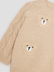 River Island Brown Baby Boys Bear Jumper Hat Set - Image 4 of 5