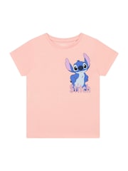 Character Pink Disney Lilo And Stitch Print T-Shirt And Shorts Set - Image 2 of 6