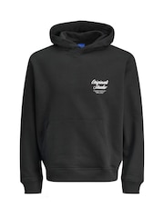 JACK & JONES Black Relaxed Fit Back Print Hoodie - Image 1 of 2
