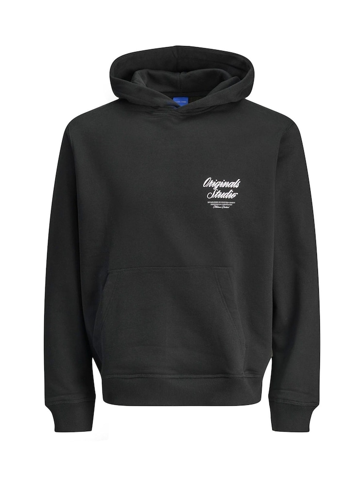JACK & JONES Black Relaxed Fit Back Print Hoodie - Image 1 of 2