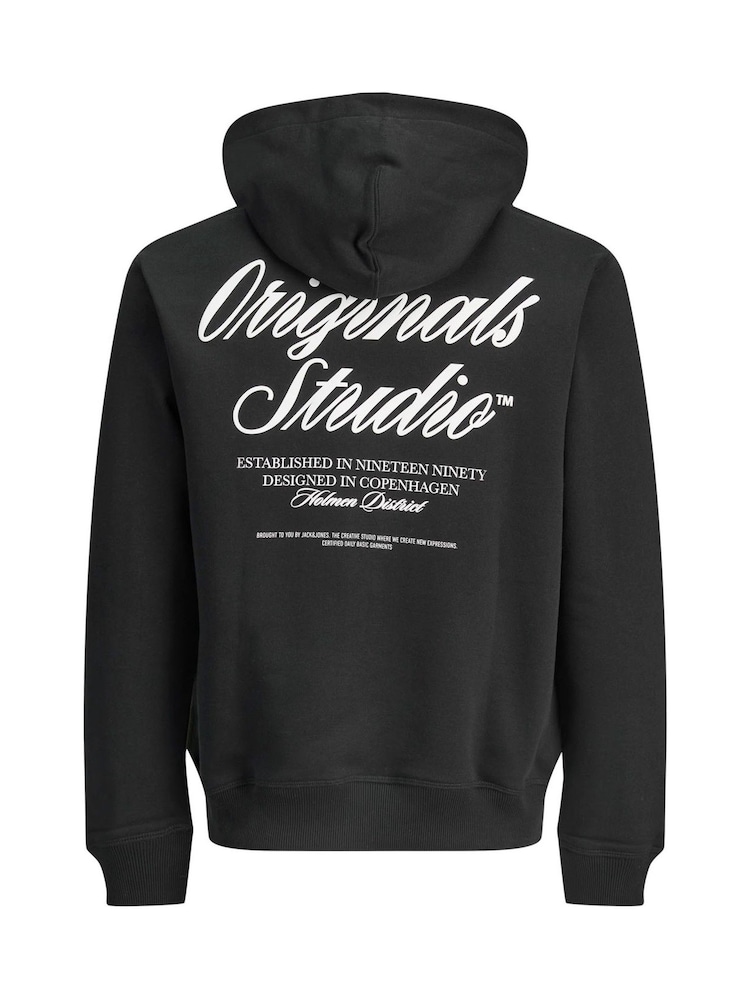 JACK & JONES Black Relaxed Fit Back Print Hoodie - Image 2 of 2