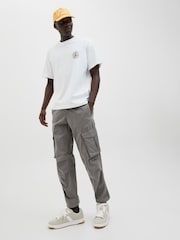 JACK & JONES Grey Kane Loose Cuffed Cargo Trousers - Image 1 of 8