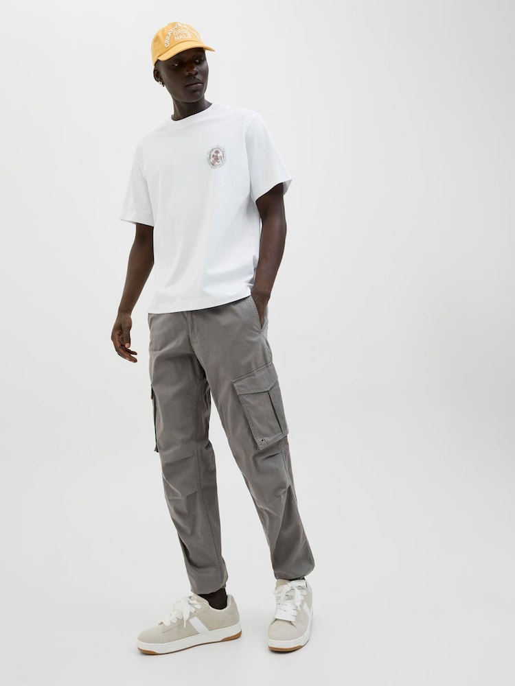 JACK & JONES Grey Kane Loose Cuffed Cargo Trousers - Image 1 of 8