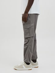 JACK & JONES Grey Kane Loose Cuffed Cargo Trousers - Image 3 of 8