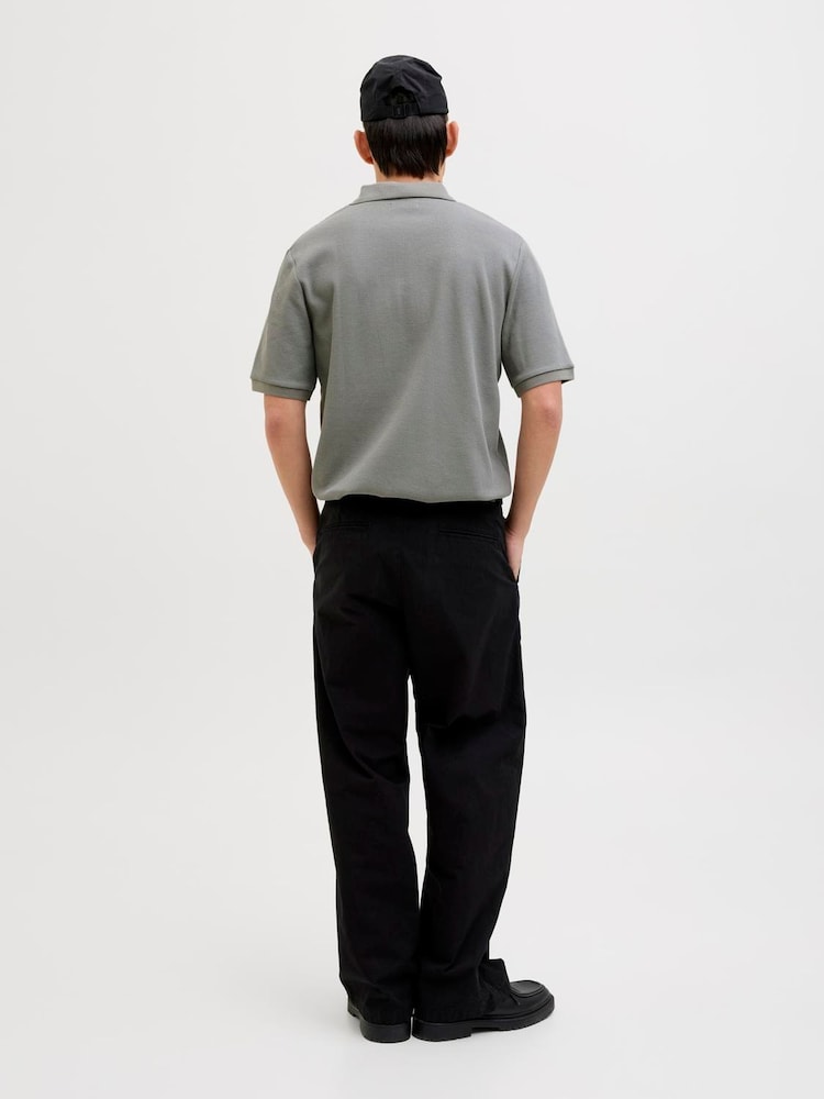 JACK & JONES Grey Quarter Zip Short Sleeve Polo Shirt - Image 2 of 5 JACK & JONES Grey Quarter Zip Short Sleeve Polo Shirt - Image 2 of 5