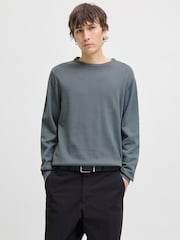 JACK & JONES Grey Long Sleeve Crew Neck Knitted Jumper - Image 1 of 7