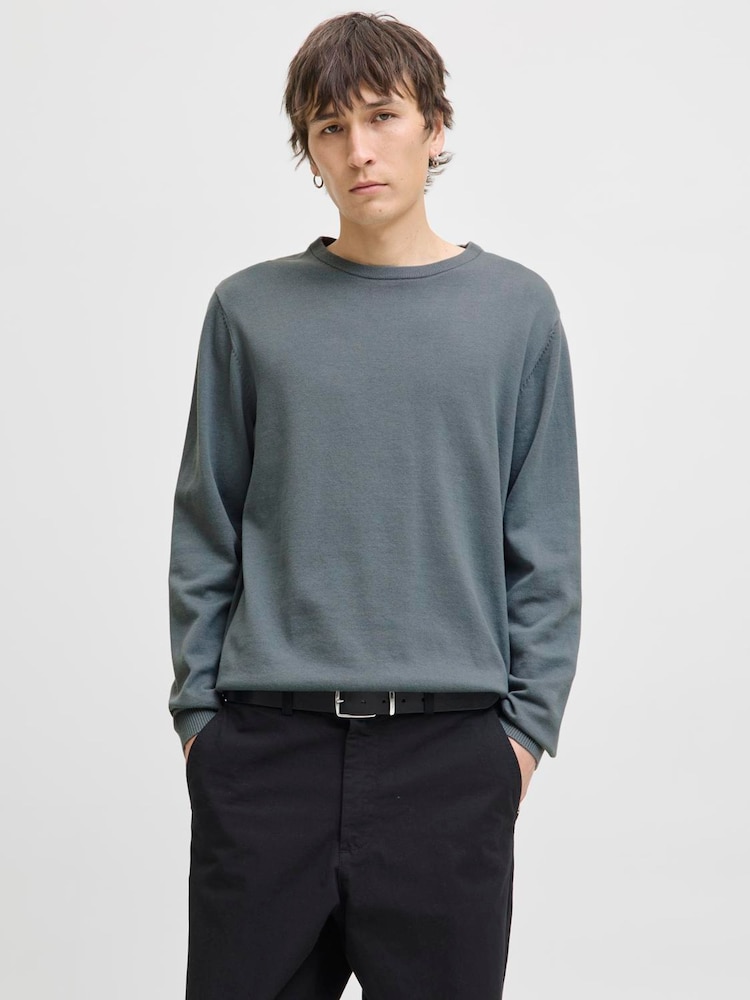 JACK & JONES Grey Long Sleeve Crew Neck Knitted Jumper - Image 1 of 7