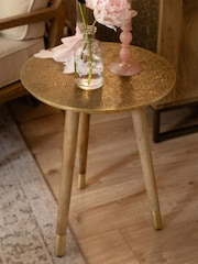Voyage Maison Antique Brass Isadora Embossed Side Table - Image 1 of 4