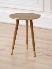 Voyage Maison Antique Brass Isadora Embossed Side Table - Image 2 of 4