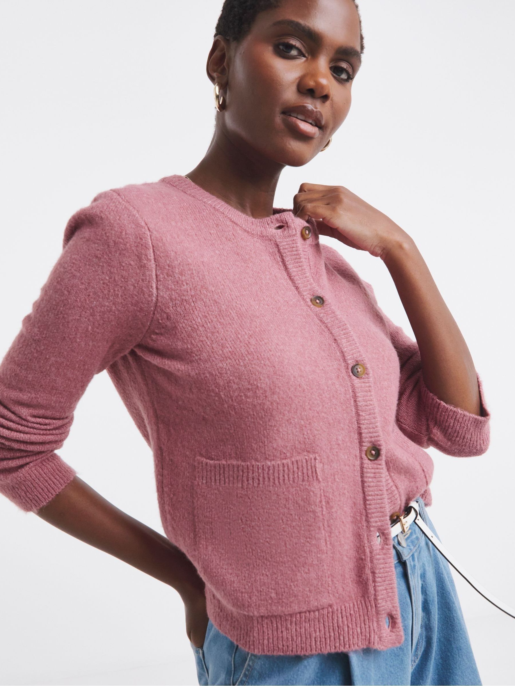 Buy JD Williams Pink Sponge Crew Neck Cardigan from Next Netherlands