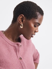 JD Williams Pink Sponge Crew Neck Cardigan - Image 3 of 4
