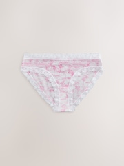 Pink/White High Leg Mesh and Lace Knickers 3 Pack - Image 4 of 6