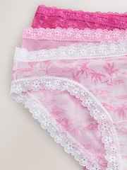 Pink/White High Leg Mesh and Lace Knickers 3 Pack - Image 5 of 6