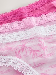 Pink/White High Leg Mesh and Lace Knickers 3 Pack - Image 6 of 6