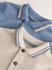 Blue/Neutral Short Sleeve Polo and Shorts Set 2 Pack (3mths-7yrs) - Image 10 of 11