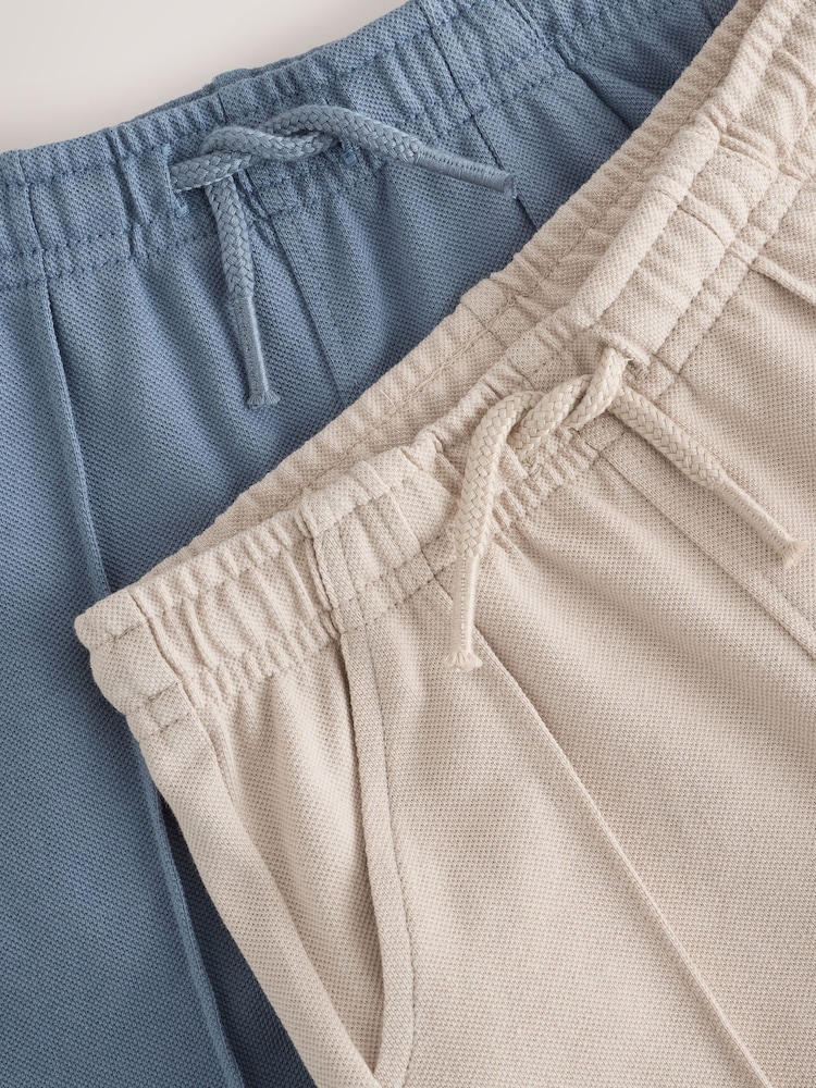 Blue/Neutral Short Sleeve Polo and Shorts Set 2 Pack (3mths-7yrs) - Image 11 of 11