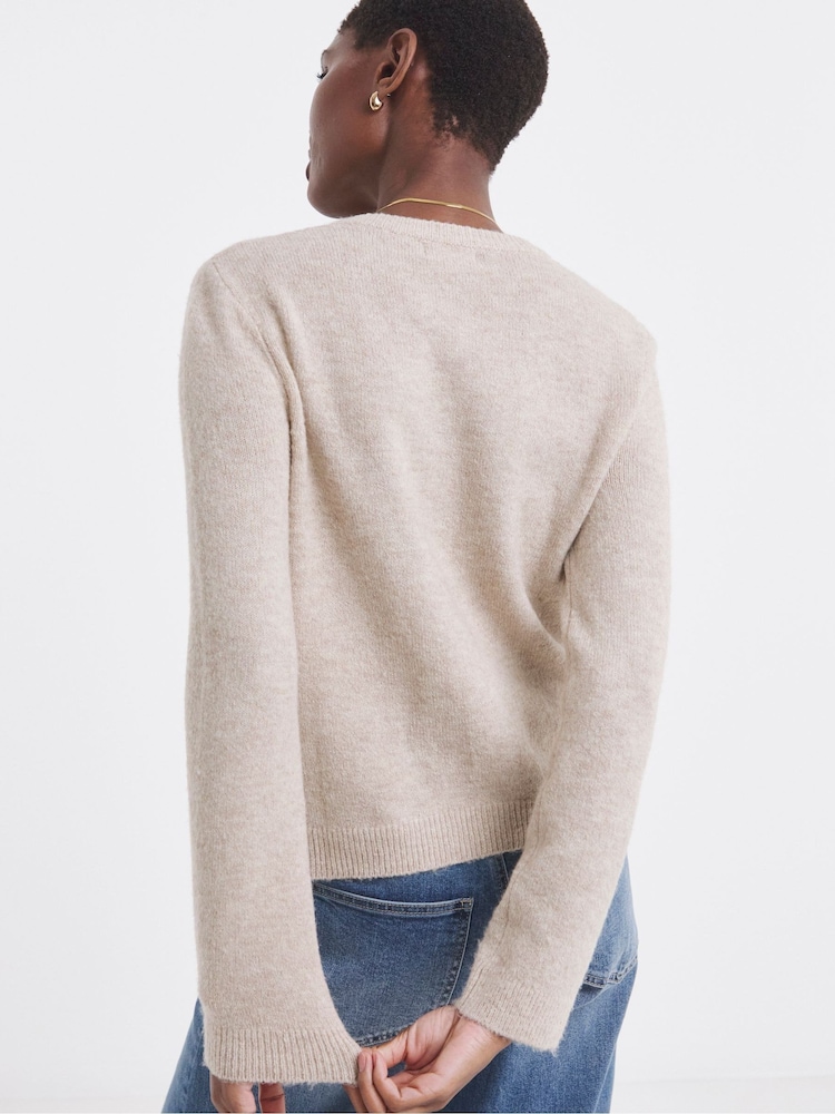 JD Williams Natural Sponge Crew Neck Cardigan - Image 2 of 4