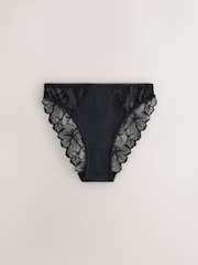 Black/Navy/Praline Nude High Leg Modal & Lace Knickers 5 Pack - Image 3 of 9