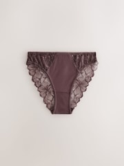 Black/Navy/Praline Nude High Leg Modal & Lace Knickers 5 Pack - Image 4 of 9