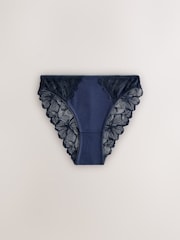 Black/Navy/Praline Nude High Leg Modal & Lace Knickers 5 Pack - Image 5 of 9