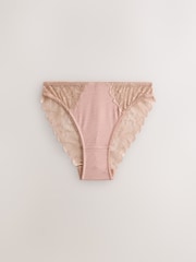 Black/Navy/Praline Nude High Leg Modal & Lace Knickers 5 Pack - Image 6 of 9