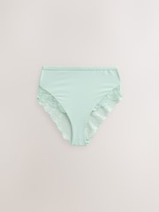 Cream Floral/Green/Pink High Rise High Leg Microfibre & Lace High Waist Knickers 3 Pack - Image 8 of 9