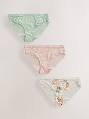 Green/Pink/Cream Floral 3 Pack Knickers - Image 7 of 12