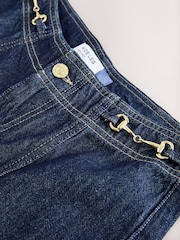 Rinse Blue Gold Horsebit Detail High Rise Wide Leg Jeans - Image 4 of 4
