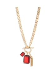 Lauren Ralph Lauren Gold Plated 17 Inch Siam Red Stone Toggle Pedant - Image 1 of 2