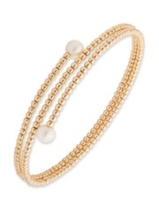 Lauren Ralph Lauren Gold Gold Tone Pearl Wrap Cuff Bracelet - Image 1 of 1