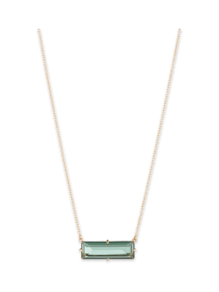 Lauren Ralph Lauren Gold 16 Baguette-Anhänger-Halskette mit Erinit-Stein - Bild 1 von 2