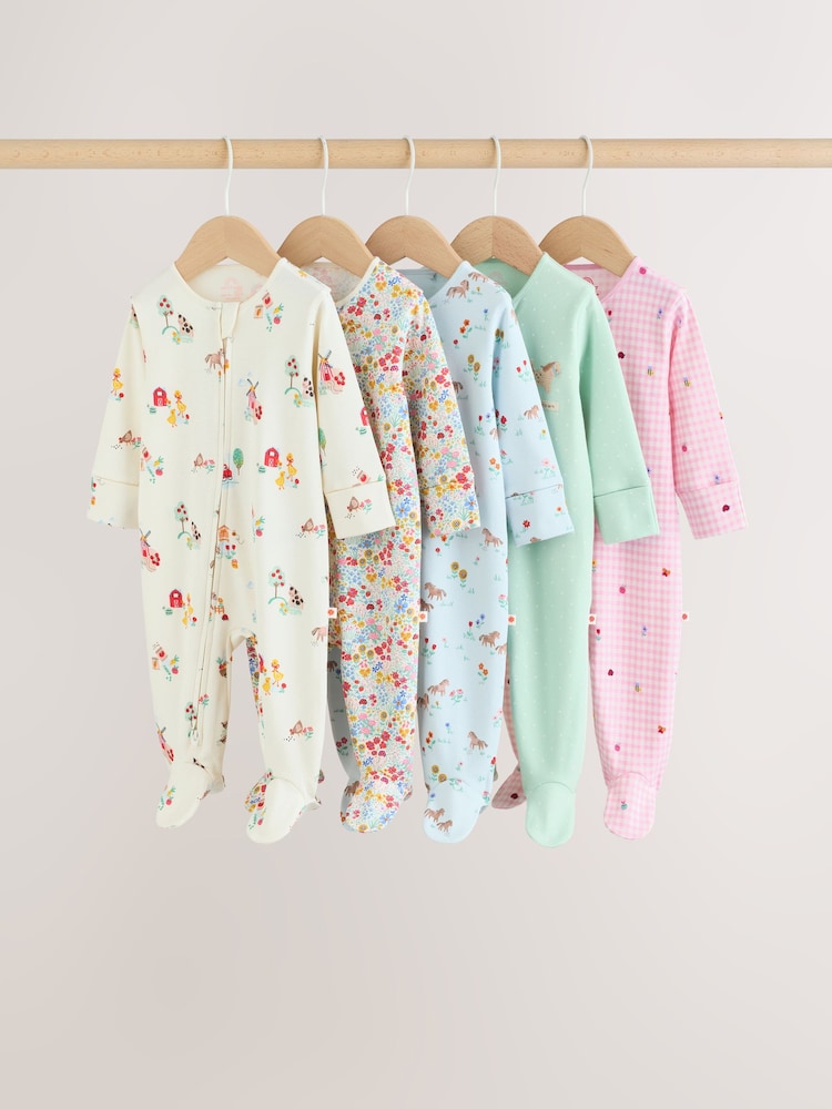 Roz/verde - Pachet 5 de costume de dormit Bebeluș cu fermoar în două direcții (0luni-2ani) - Imaginea 1 din 15 Roz/verde - Pachet 5 de costume de dormit Bebeluș cu fermoar în două direcții (0luni-2ani) - Imaginea 1 din 15