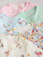 Roz/verde - Pachet 5 de costume de dormit Bebeluș cu fermoar în două direcții (0luni-2ani) - Imaginea 10 din 15