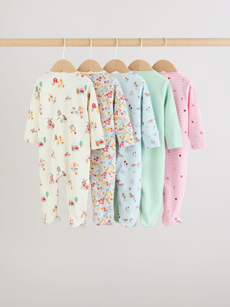 Roz/verde - Pachet 5 de costume de dormit Bebeluș cu fermoar în două direcții (0luni-2ani) - Imaginea 2 din 15 Roz/verde - Pachet 5 de costume de dormit Bebeluș cu fermoar în două direcții (0luni-2ani) - Imaginea 2 din 15