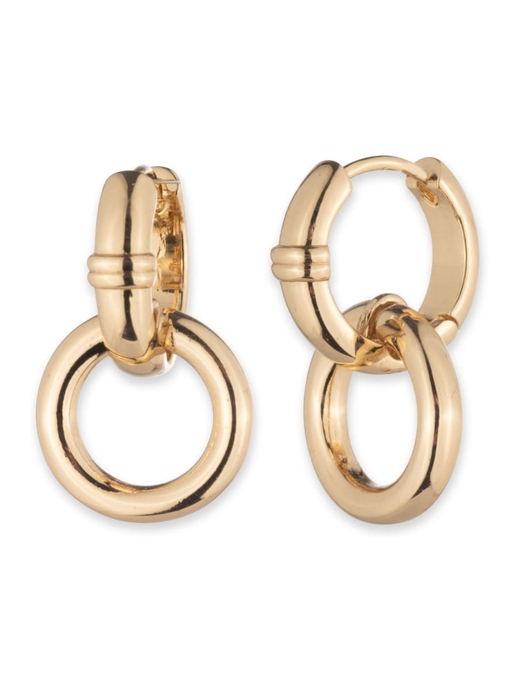 Lauren Ralph Lauren Gold Gold Tone 14 mm Hoop Earrings with Circle Drop - Image 1 of 1