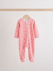 Red/Pink Two Way Zip Baby Sleepsuits 4 Pack (0mths-2yrs) - Image 5 of 12