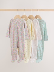 Roz/Galben - Pijamale pentru bebeluși cu fermoar dublu, pachet 4 (0-2ani) - Imaginea 1 din 12