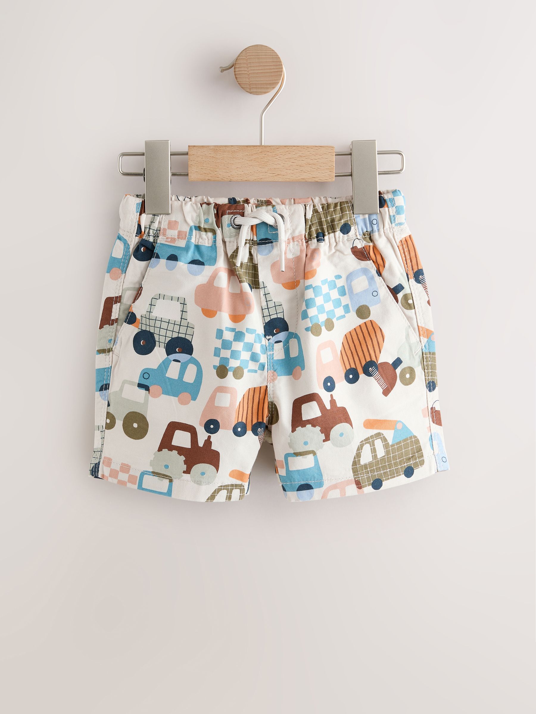 Buy Rust Orange/Stripe/Transport Pull On Shorts 3 Pack (3mths-7yrs