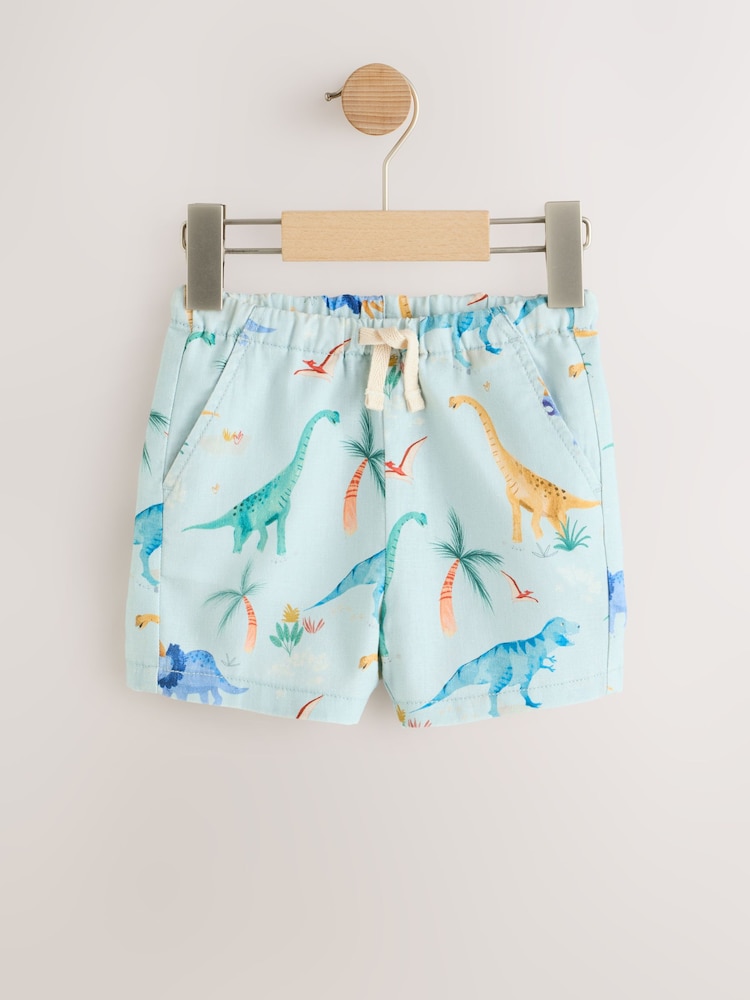 Blue/Yellow/Dino Linen Blend Shorts 3 Pack (3mths-7yrs) - Image 2 of 7
