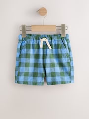 Blue/Green Gingham Linen Blend Pull On Shorts (3mths-7yrs) - Image 5 of 8