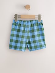 Blue/Green Gingham Linen Blend Pull On Shorts (3mths-7yrs) - Image 6 of 8