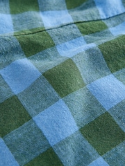 Blue/Green Gingham Linen Blend Pull On Shorts (3mths-7yrs) - Image 7 of 8