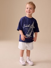 Navy/Chambray/Tan/White/Blue - پل آن شارٹس 5 پیک (3ماہ-7سال) - تصویر 10 از 20