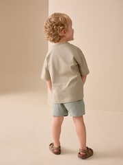 Sage Green Soft Textured Pull On Shorts (3mths-7yrs) - Image 4 of 9