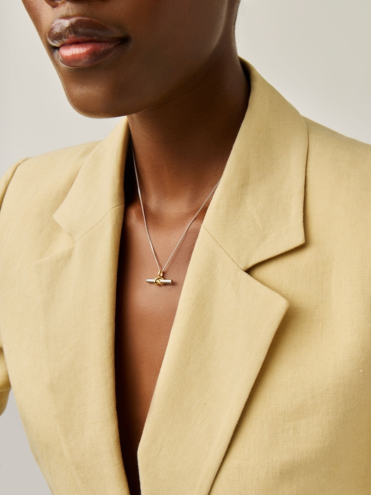 Missoma Gold Tone Lucy Williams T-Bar Knot Pendant Necklace - Image 2 of 5 Missoma Gold Tone Lucy Williams T-Bar Knot Pendant Necklace - Image 2 of 5