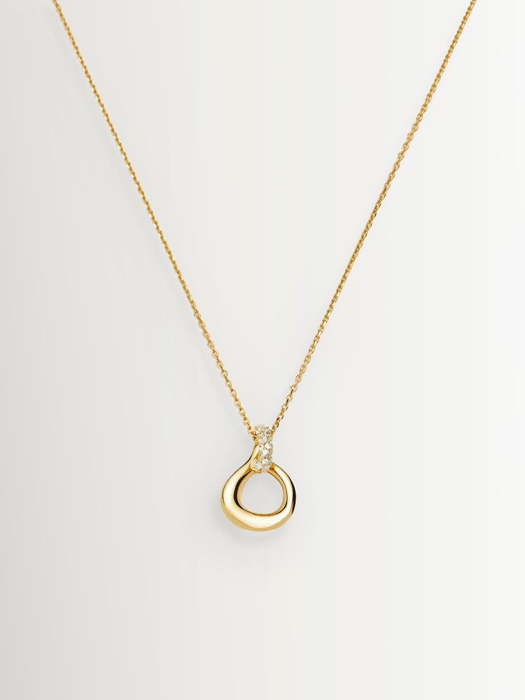 Missoma Gold Tone Molten Snow Twisted Pendant Necklace - Image 2 of 3 Missoma Gold Tone Molten Snow Twisted Pendant Necklace - Image 2 of 3