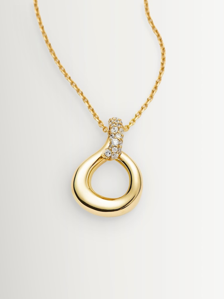 Missoma Gold Tone Molten Snow Twisted Pendant Necklace - Image 3 of 3 Missoma Gold Tone Molten Snow Twisted Pendant Necklace - Image 3 of 3