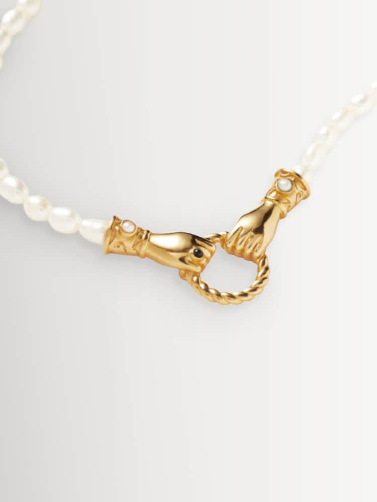 Missoma Gold Tone Harris Reed In Good Hands Pearl Pendant Necklace - Image 5 of 5 Missoma Gold Tone Harris Reed In Good Hands Pearl Pendant Necklace - Image 5 of 5