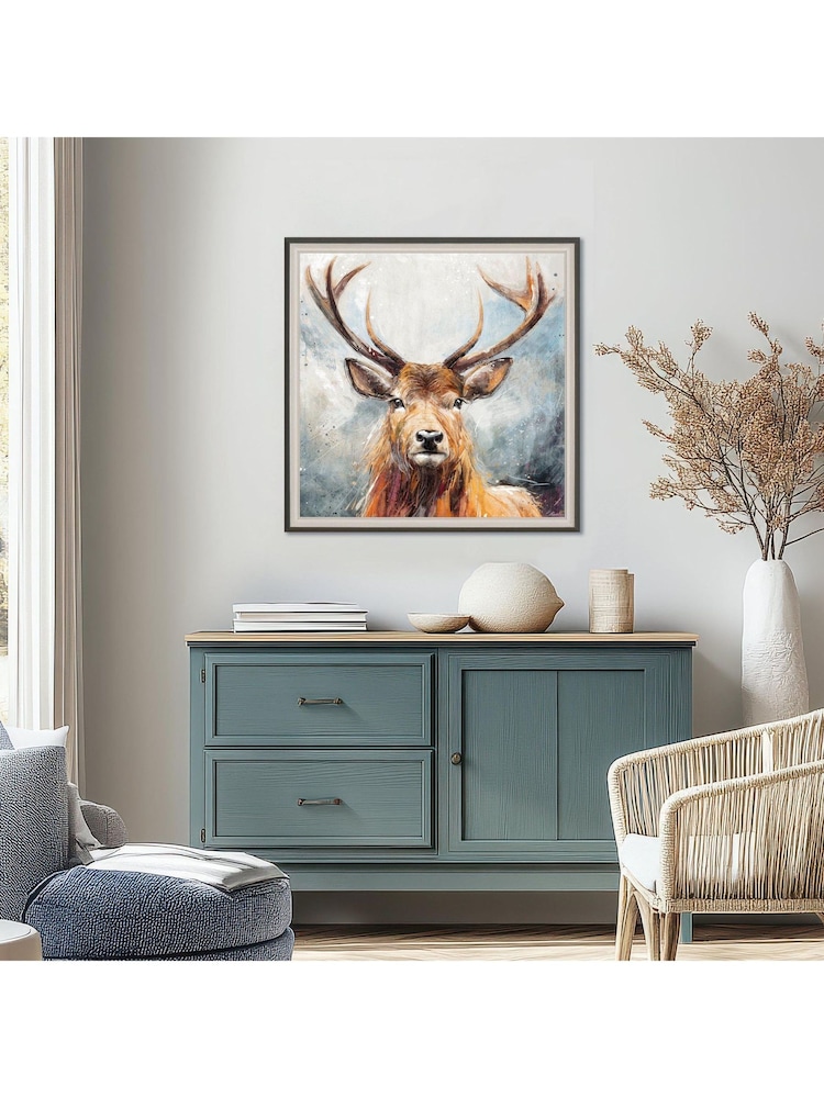 Art Marketing Blue Brown Small Looking On Wall Art - Image 1 of 3