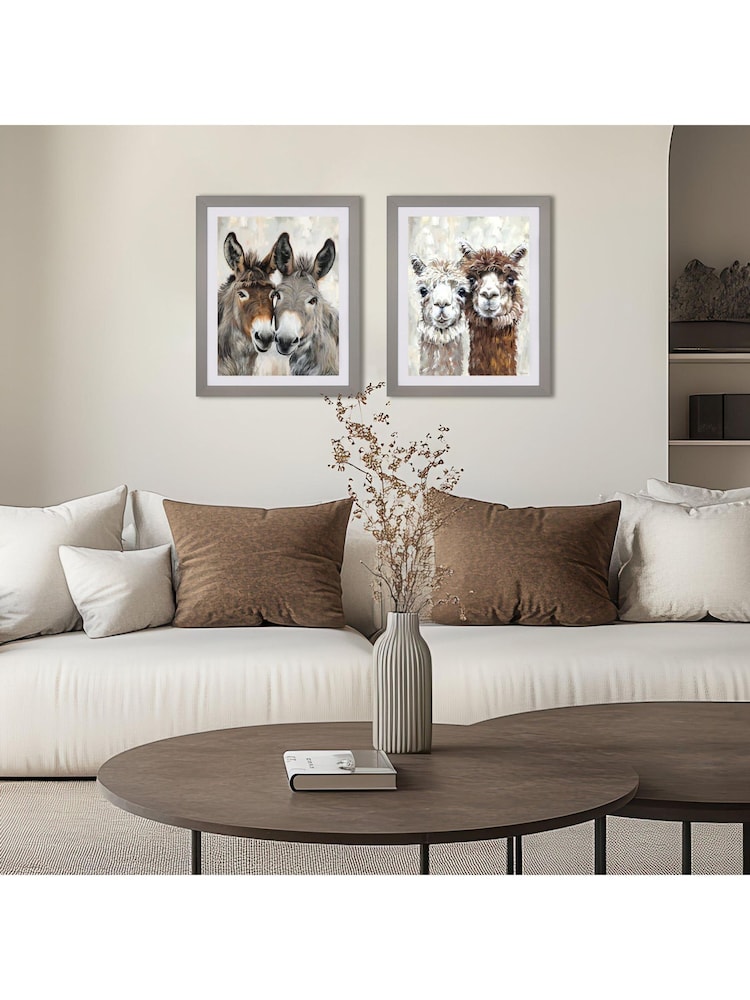 Art Marketing Brown Grey Lama Friends Wall Art - Image 1 of 4